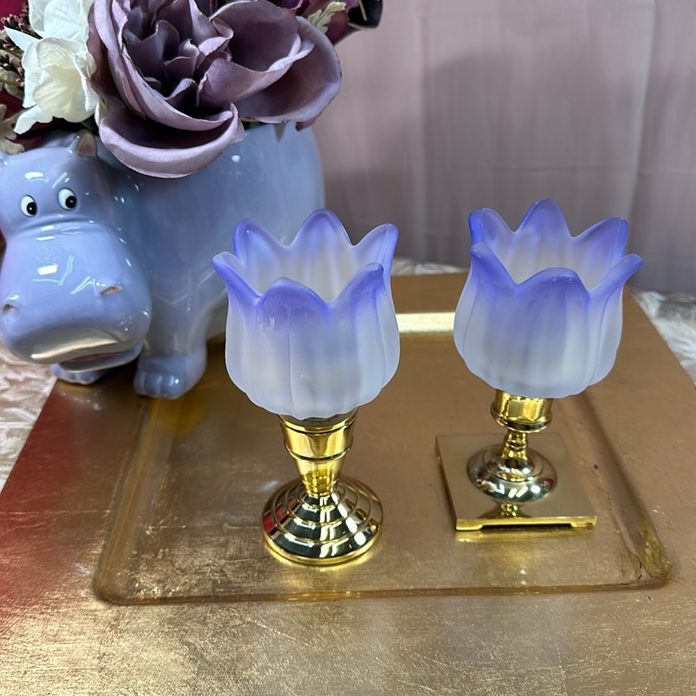 PartyLite Lavender Tulip Frosted Peglights Pair